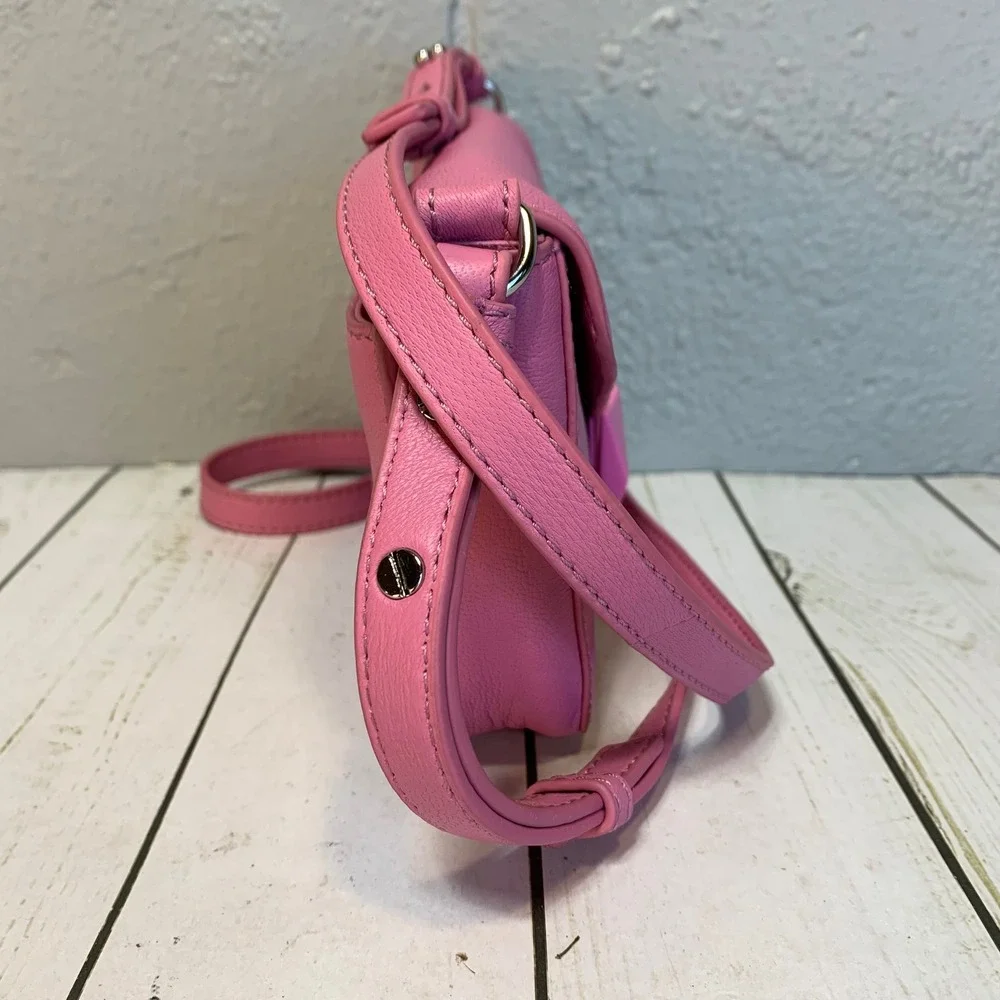 Vince Camuto Pink Leather Geometric Clasp Crossbody Bag Small Shoulder Purse